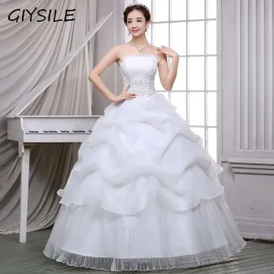 GIYSILE White Wedding Dress Floor Length Bride Korean Versionfashionable Strap Strapless and Minimalist Wedding Dress Two Styles