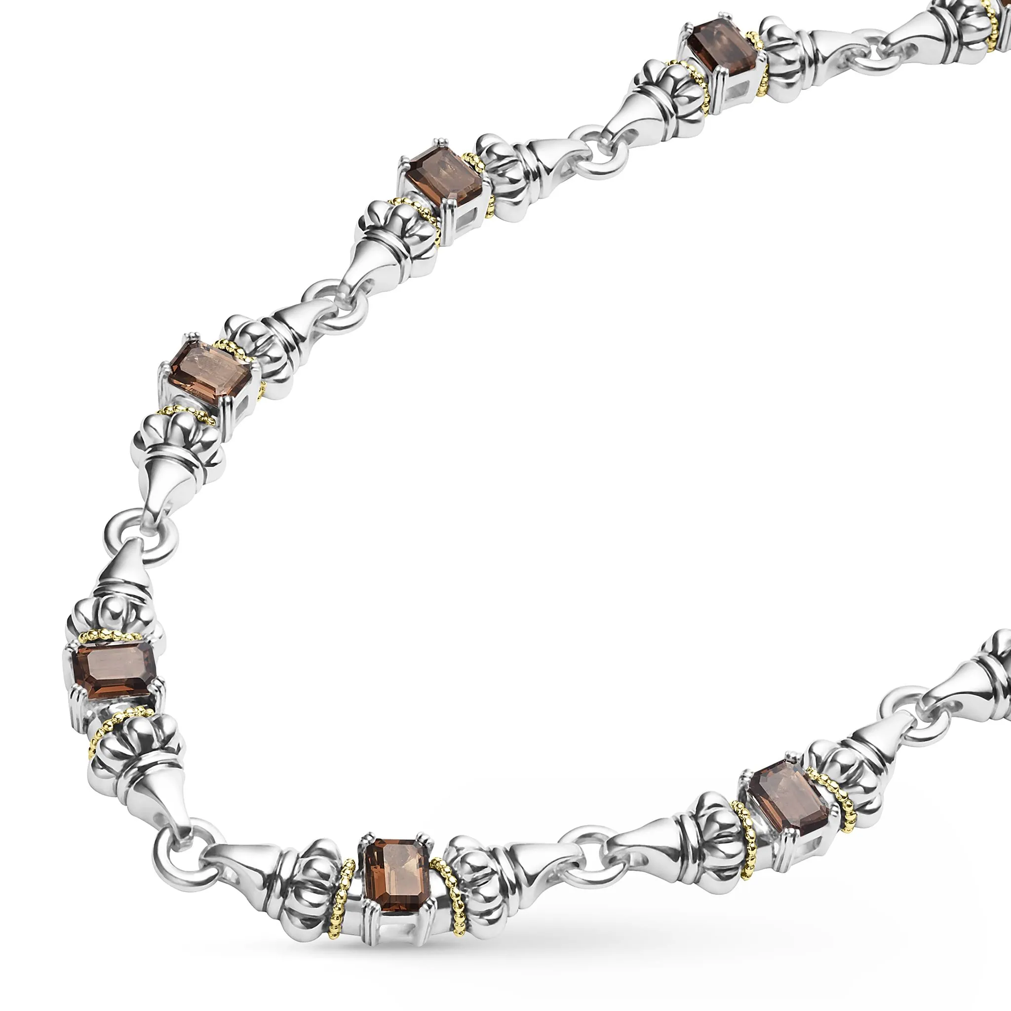 Glacier Smokey Quartz Caviar Necklace