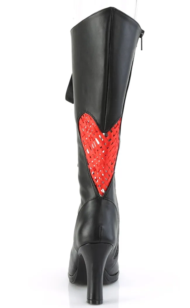 GLAM-243 Black Heart Knee High Boots