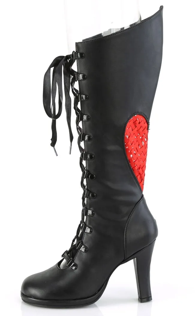 GLAM-243 Black Heart Knee High Boots