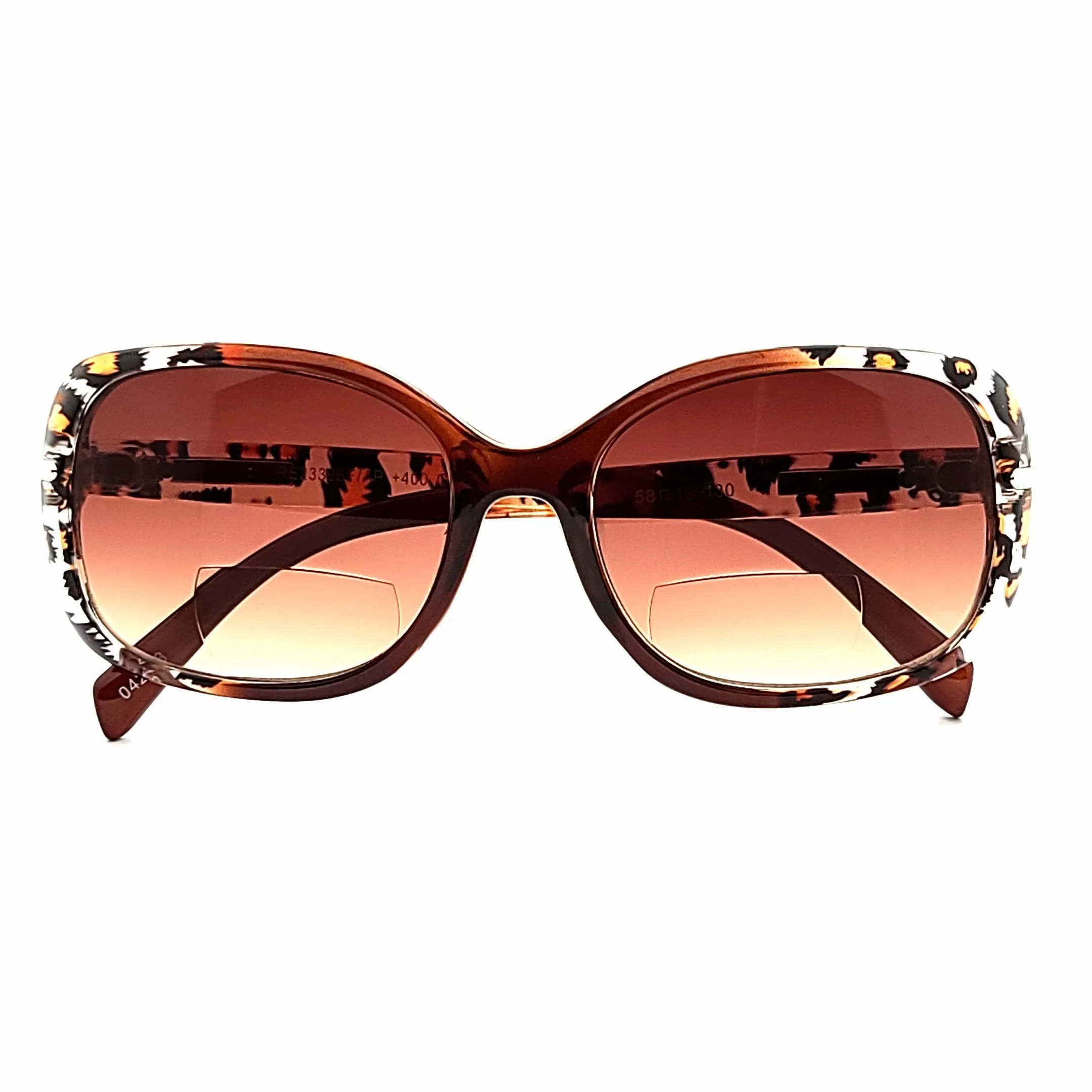 Glam Ladies Large Lens Leopard Print Bifocal Reading Sunglasses