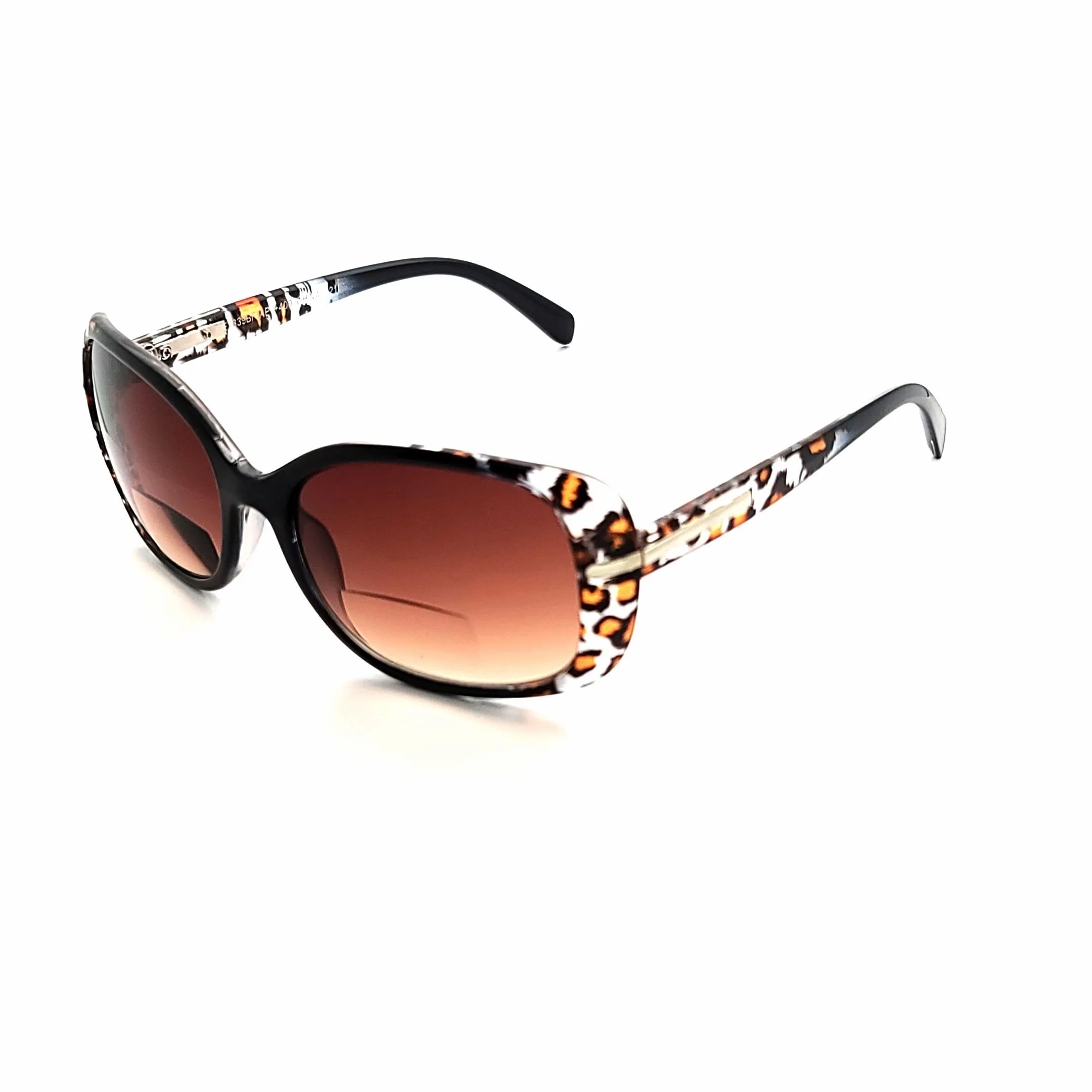 Glam Ladies Large Lens Leopard Print Bifocal Reading Sunglasses