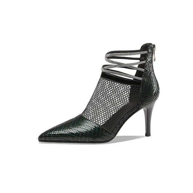 GlamNet Fish Scale Leather Ankle Boots