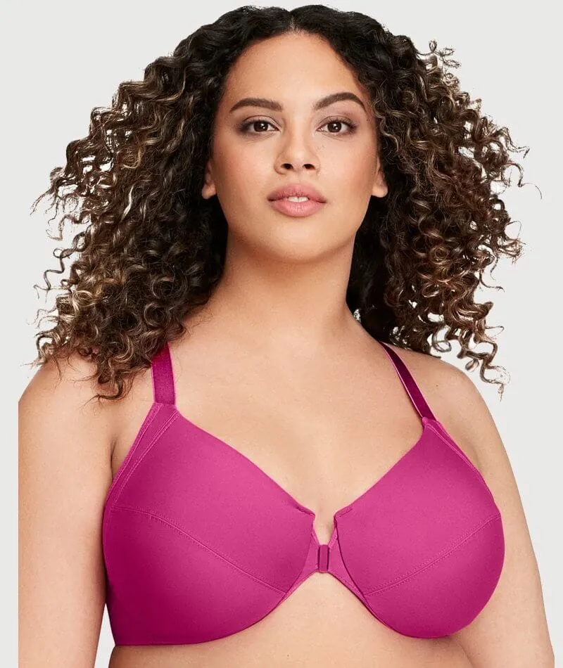 Glamorise Front-Closure Smoothing WonderWire Bra - Berry