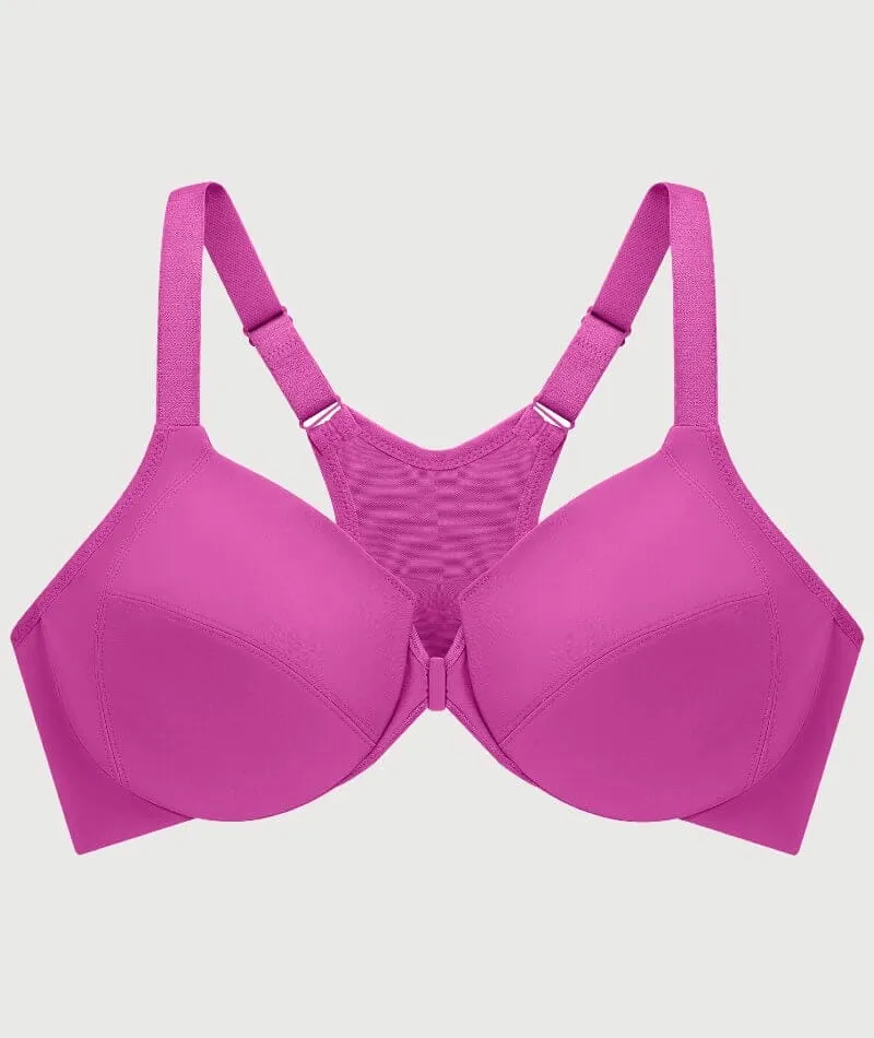 Glamorise Front-Closure Smoothing WonderWire Bra - Berry