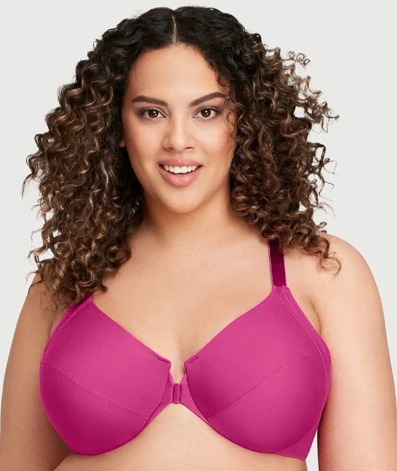 Glamorise Front-Closure Smoothing WonderWire Bra - Berry