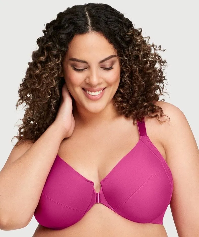 Glamorise Front-Closure Smoothing WonderWire Bra - Berry