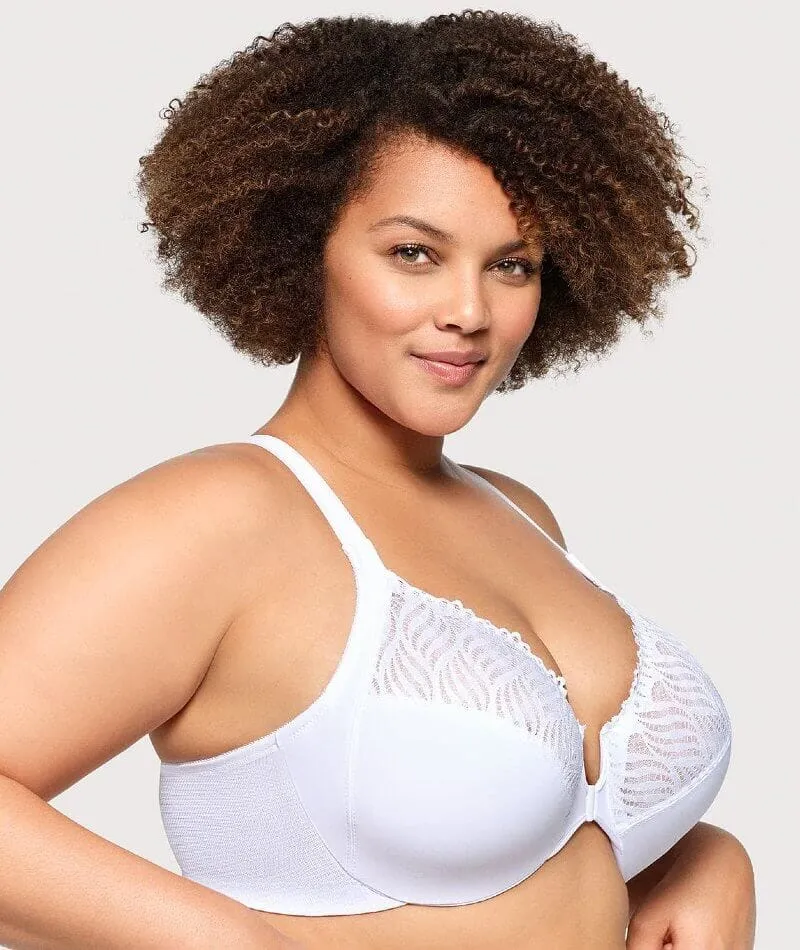 Glamorise Front-Closure T-Back WonderWire Bra - White