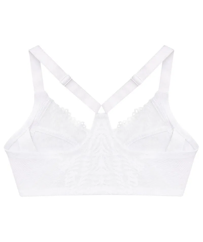 Glamorise Front-Closure T-Back WonderWire Bra - White