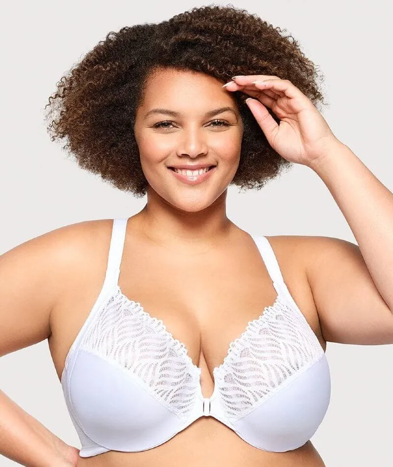 Glamorise Front-Closure T-Back WonderWire Bra - White