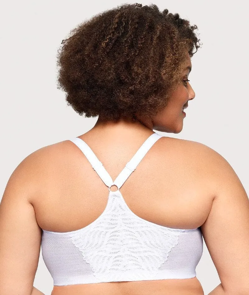 Glamorise Front-Closure T-Back WonderWire Bra - White