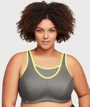 Glamorise No-Bounce Camisole Wire-Free Sports Bra - Gray/Yellow