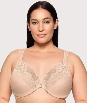 Glamorise WonderWire Front-Closure Cotton Bra - Cafe