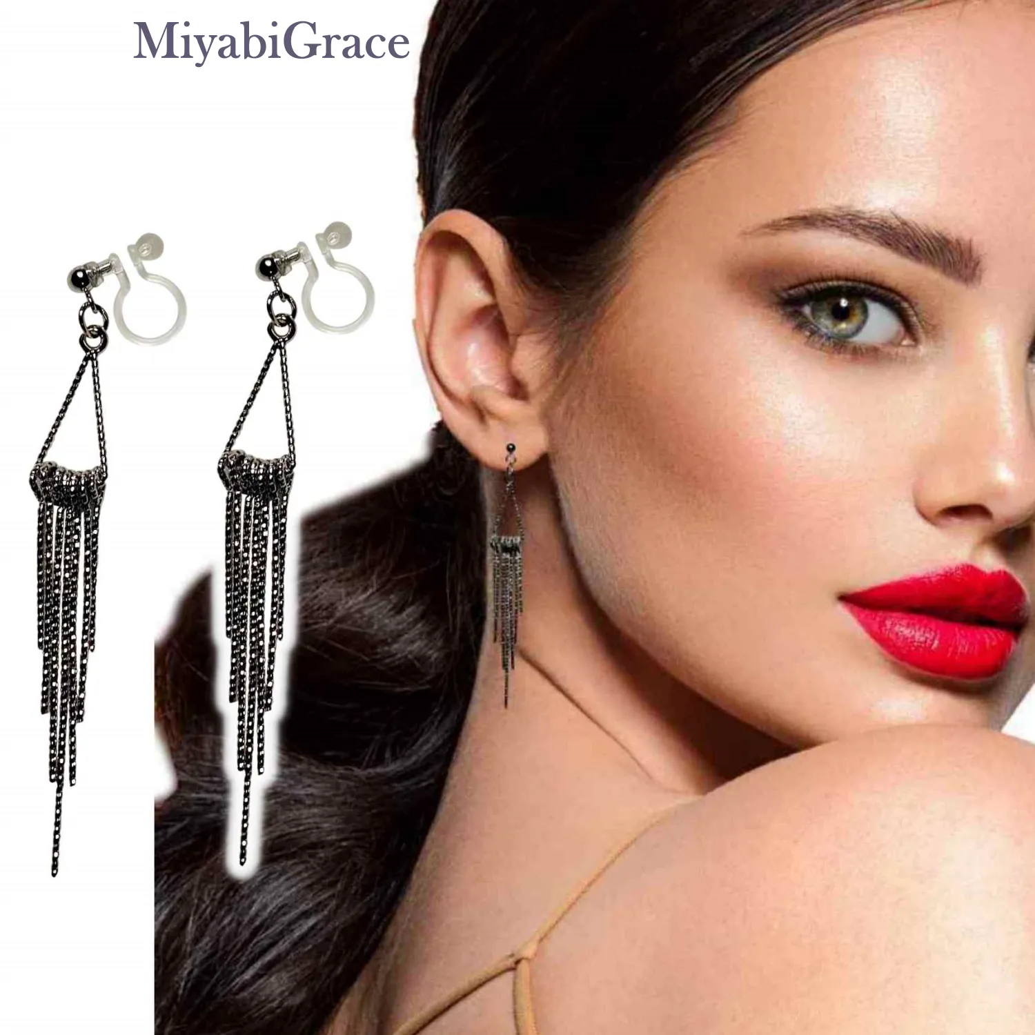 Glamorous Gradated Fringe Bar Invisible Clip-On Earrings | Luxe and Lightweight