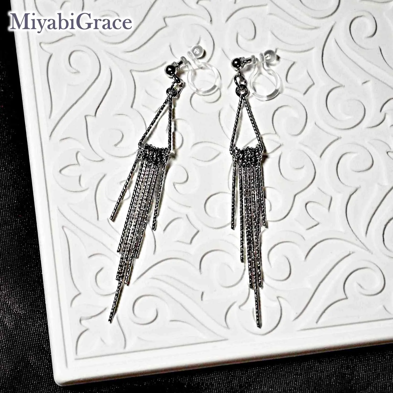 Glamorous Gradated Fringe Bar Invisible Clip-On Earrings | Luxe and Lightweight