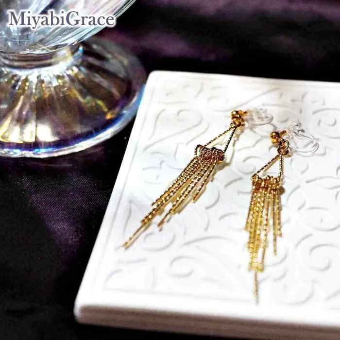 Glamorous Gradated Fringe Bar Invisible Clip-On Earrings | Luxe and Lightweight