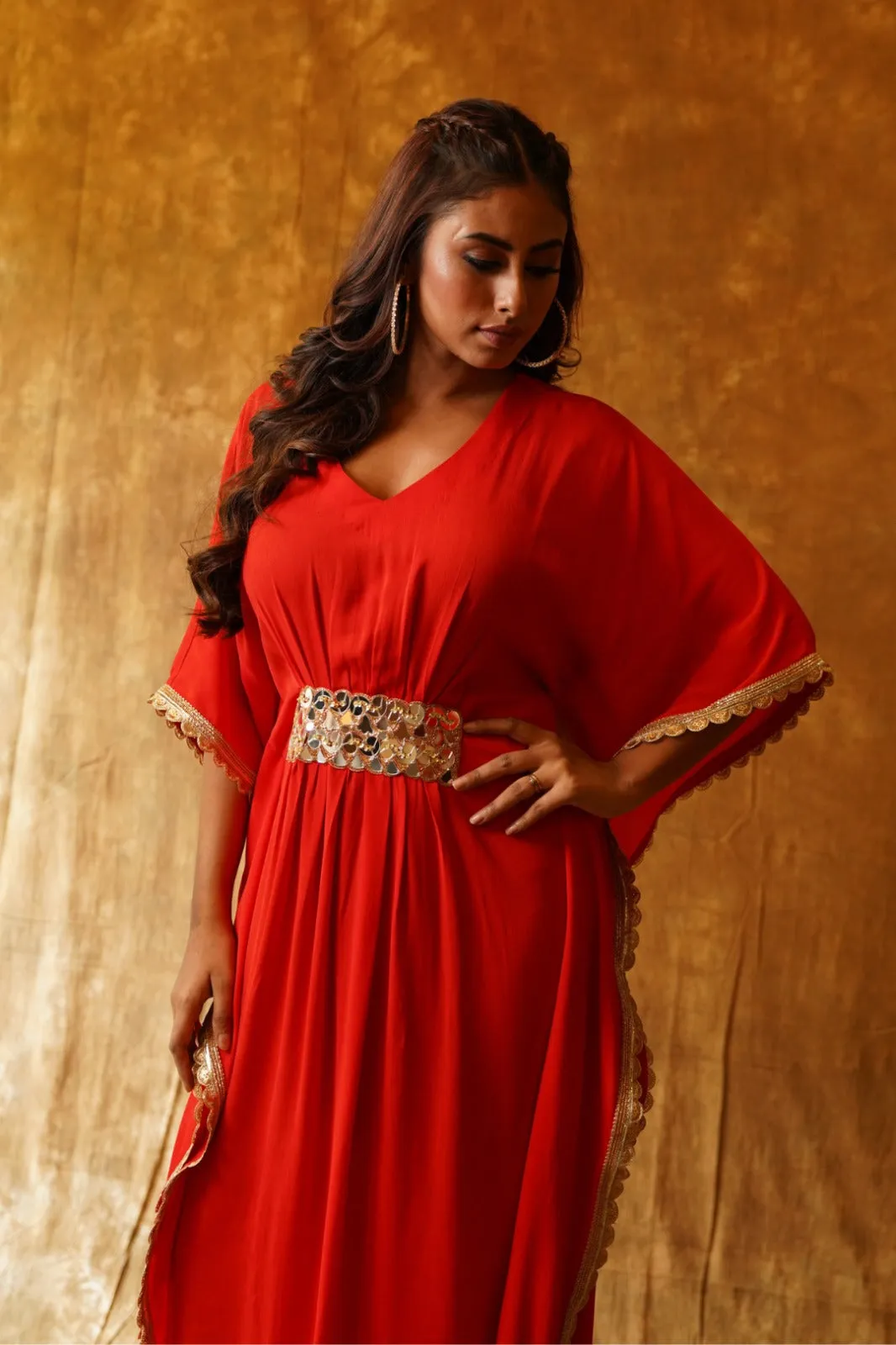 Glamorous kaftan tunic in red