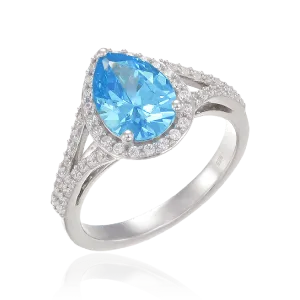 Glamorous Teardrop Blue Ring