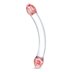 Glas Red Head Double Dildo Clear 8 Inch