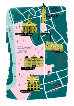 Glasgow's East End Illustrated Map Print