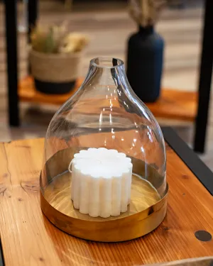 Glass Cloche with Metal Tray