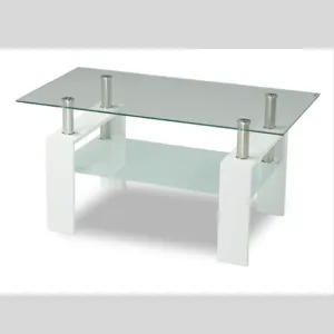 Glass Coffee Table with White Base