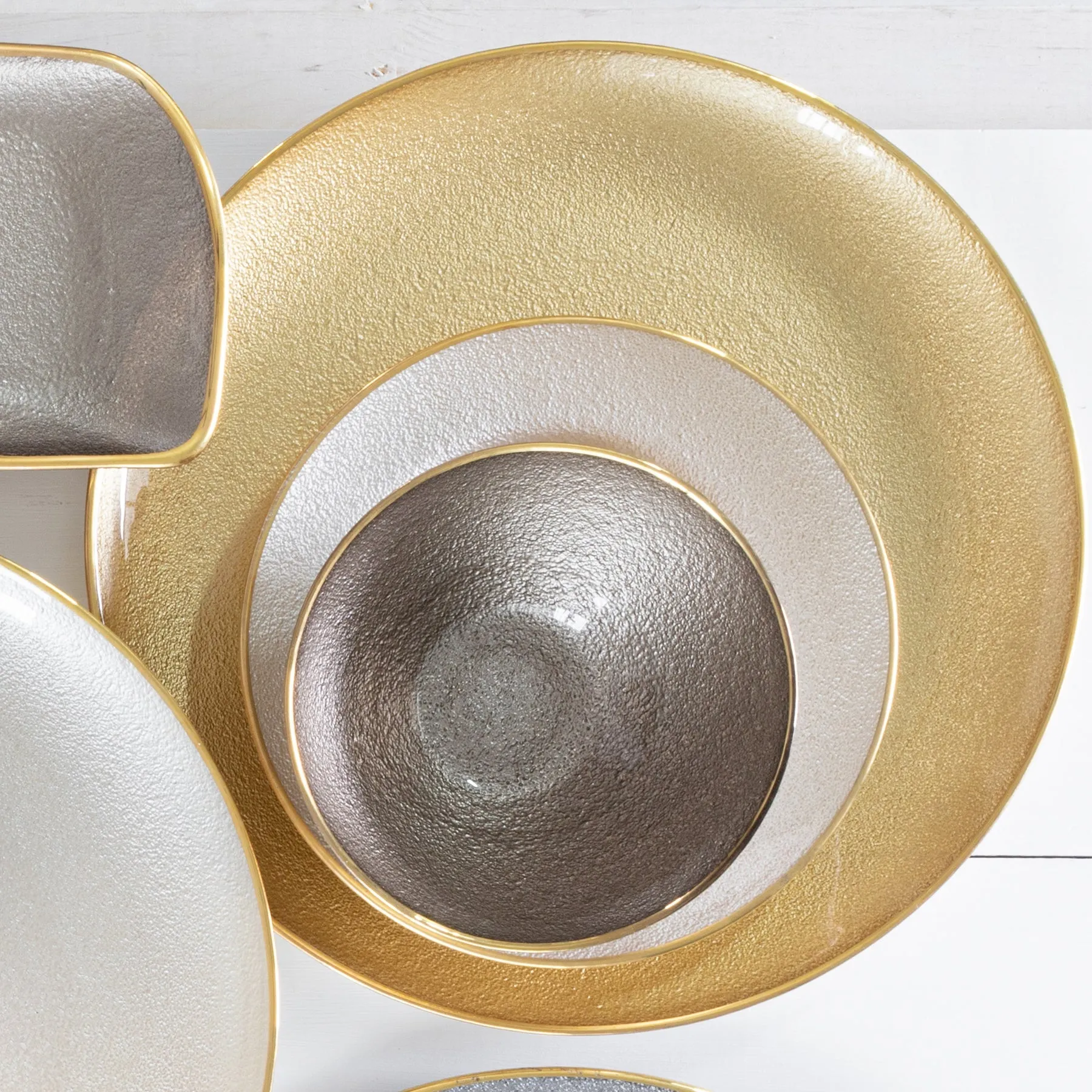 Glass Metallic Gold Platter