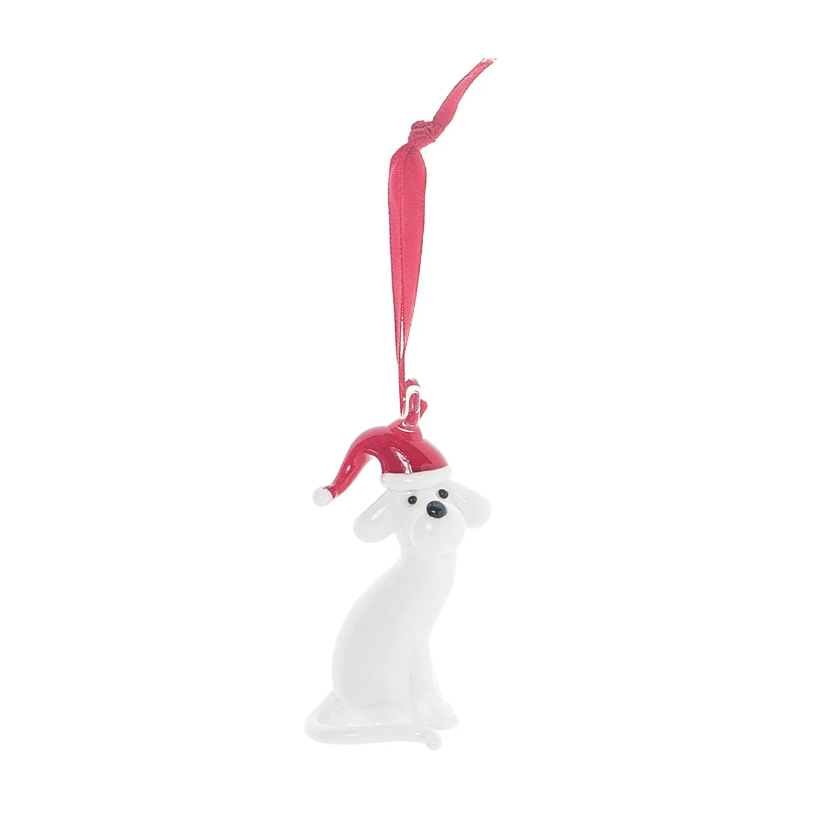 Glass White Dog Ornament