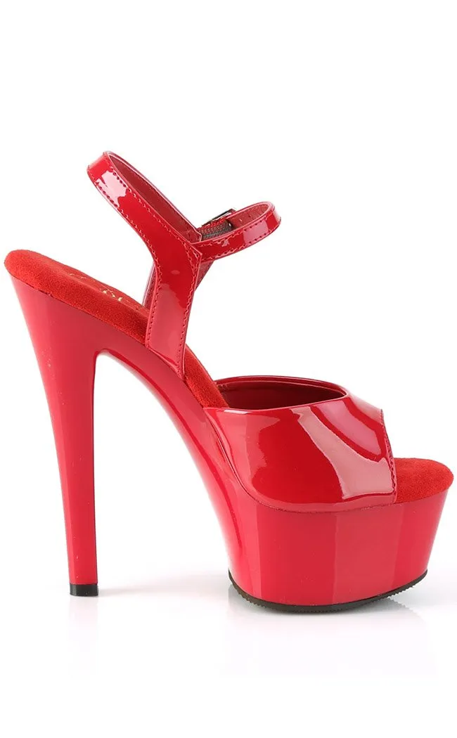 GLEAM-609 Red Patent Platform Heels