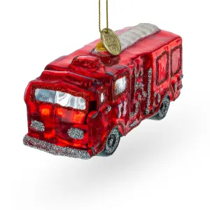 Gleaming Firetruck - Blown Glass Christmas Ornament