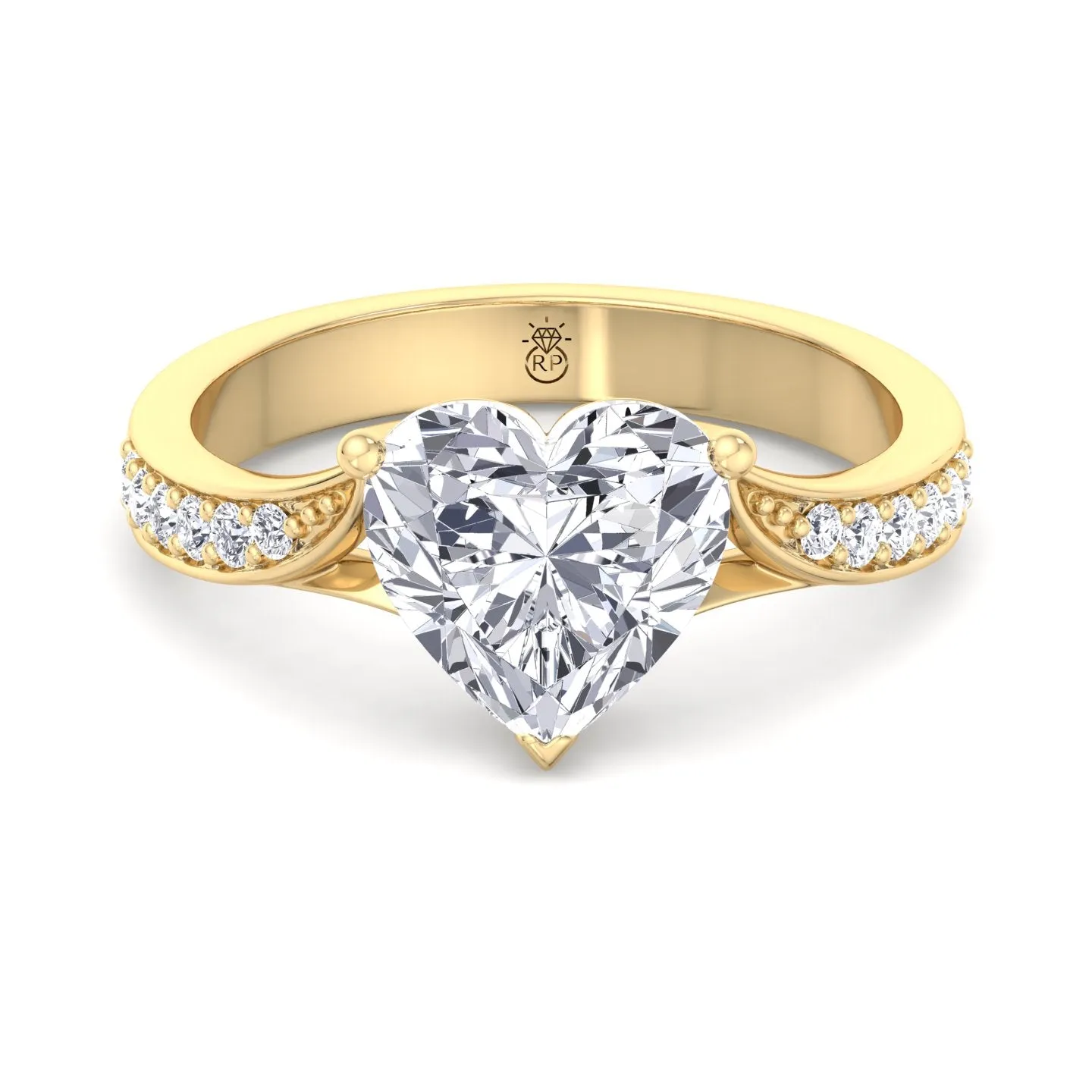 Glendale - Heart Shape Engagement Ring With Detailed Band