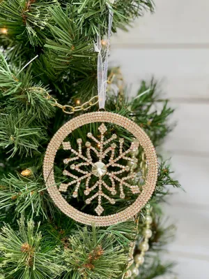 Glimmering Snowflake Wreath Ornament - Rose Gold