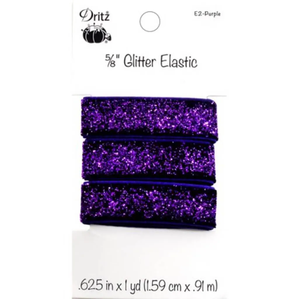 Glitter Elastic 5/8in x 1yd Purple