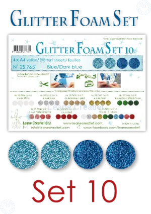 Glitter Foam Set 10, 4 Sheets A4 2 Blue & 2 Dark Blue