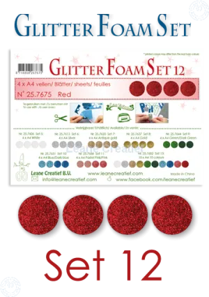 Glitter Foam Set 12, 4 Sheets A4 Red