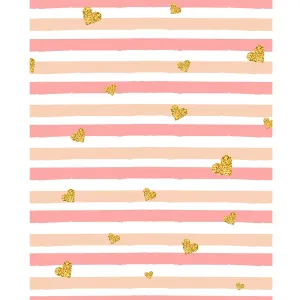 Glitter Heart Stripes Printed Backdrop