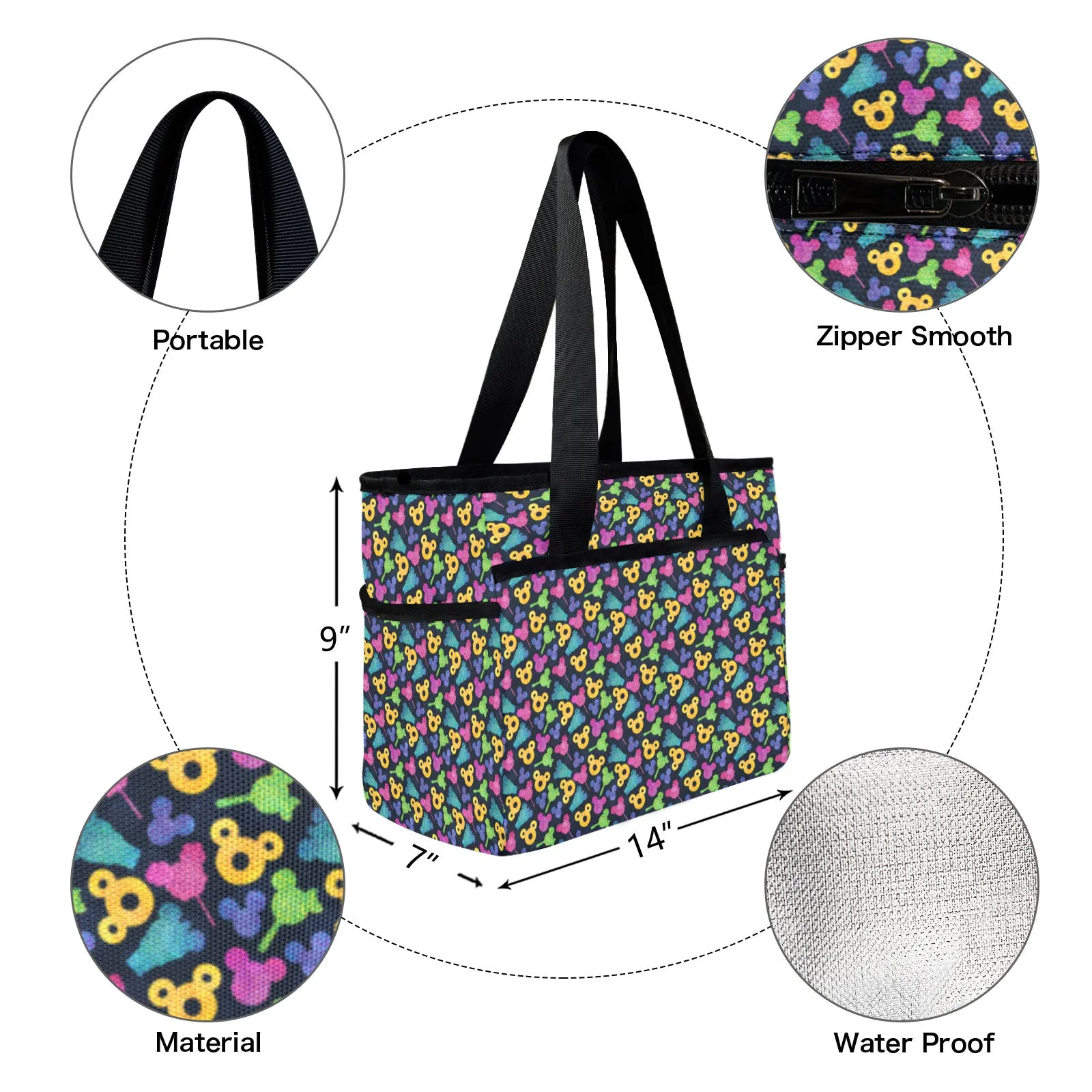 Glitter Park Snacks Large Capacity Insulated Tote Bag