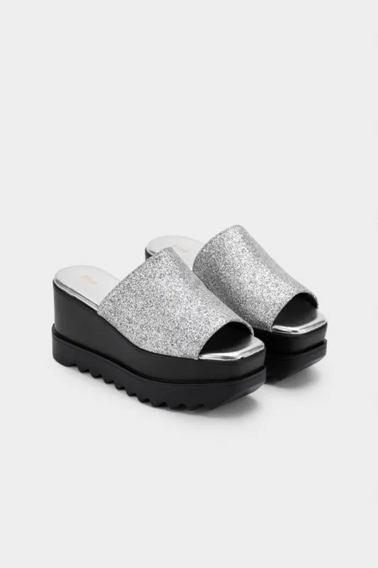 GLITTER PLATFORM WEDGE SLIDE