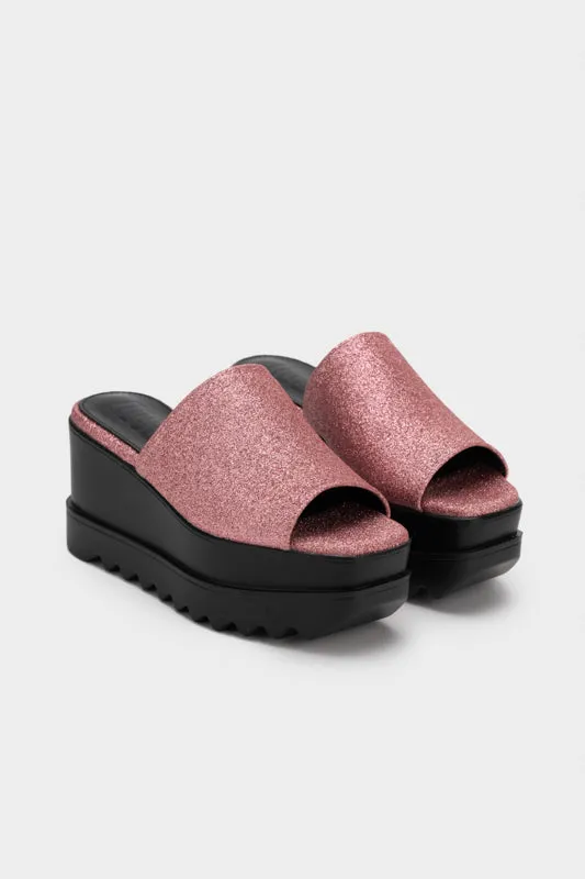 GLITTER PLATFORM WEDGE SLIDE