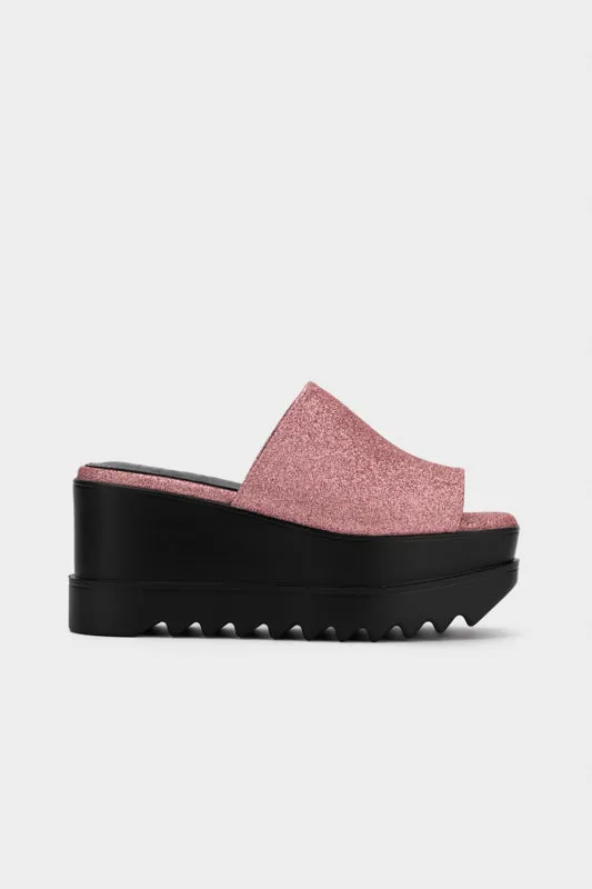 GLITTER PLATFORM WEDGE SLIDE