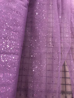 Glitter Sequined Tulle - 58/60-inches Wide Glitter Hologram Mesh Sequined Lilac