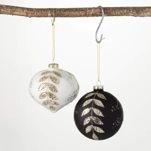 Glittered Leaf Ornament Set