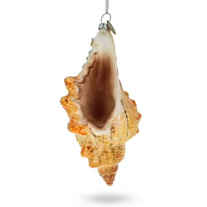 Glittered Seashell - Blown Glass Christmas Ornament