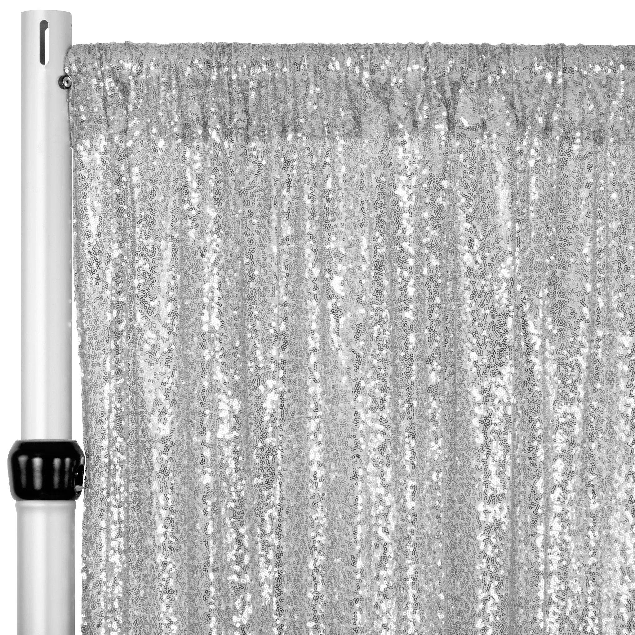 Glitz Sequin Mesh Net 10ft H x 52" W Drape/Backdrop panel - Silver