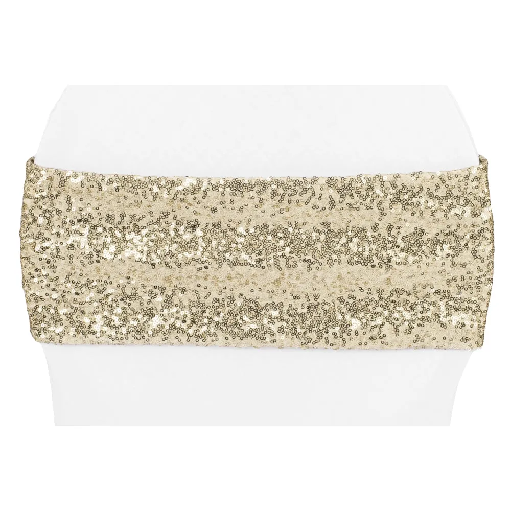 Glitz Sequin Spandex Chair Band - Champagne