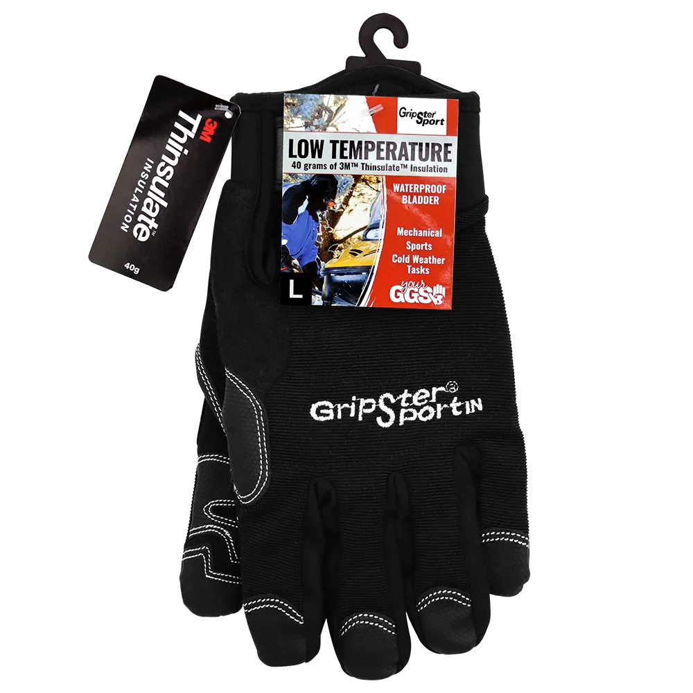 Global Glove Gripster Sport Low Temperature, Insulated and Synthetic Leather Gloves - Black