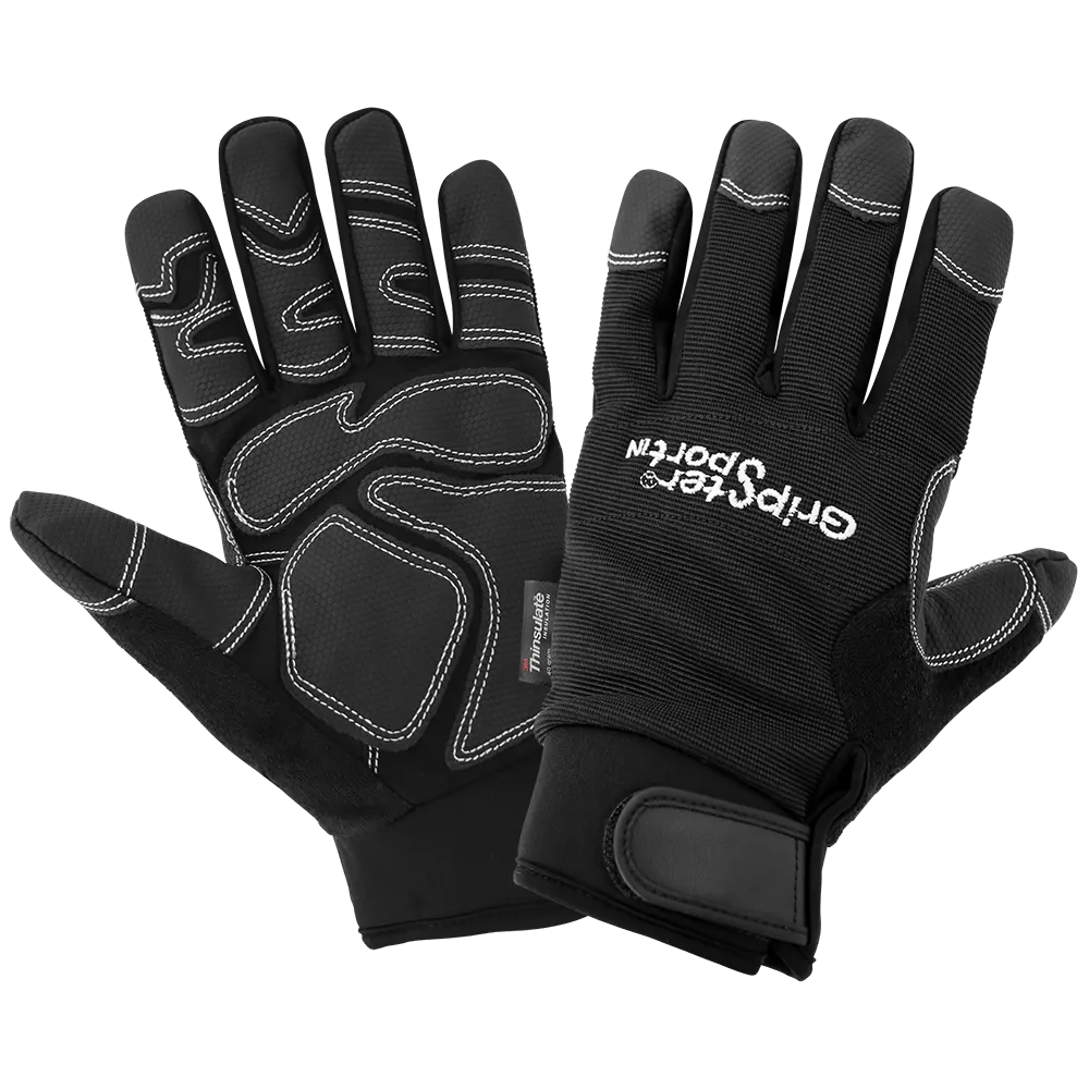 Global Glove Gripster Sport Low Temperature, Insulated and Synthetic Leather Gloves - Black