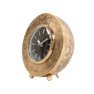 Globe Mantle Clock Round Brass