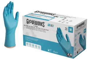 Gloveworks GPNHD64100 Non-Sterile Disposable Gloves, M, Nitrile, Powder-Free, Blue, 300 mm L :BX50: QUANTITY: 1