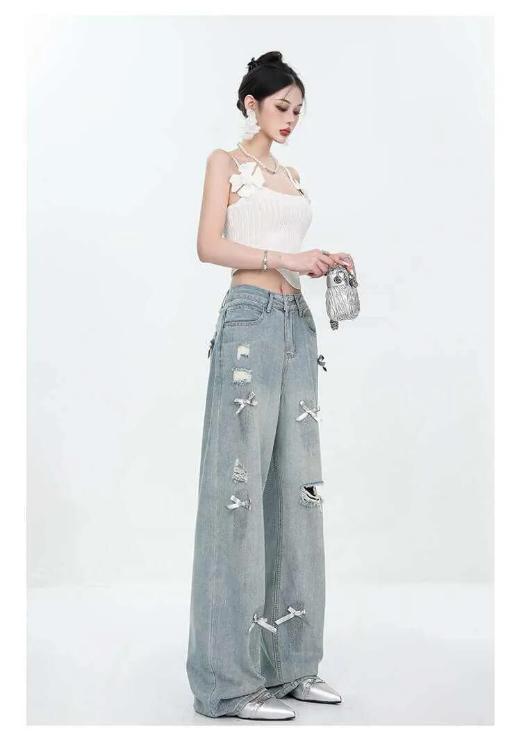 Glow Chic's Ripped Straight Retro Jeans